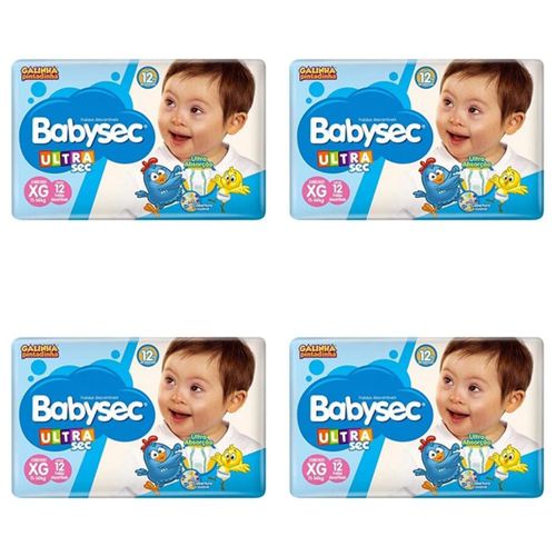 Kit 4 Fraldas Babysec Ultra Jumbinho Tamanho XG com 12 Tiras