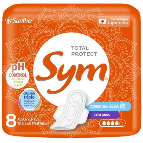 Kit c/16 Absorvente com Abas Total Protect Seca Sym Pacote 8 Unidades Kit c/16 Absorvente com Abas Total Protect Seca Sym Pacote 8 Unidades