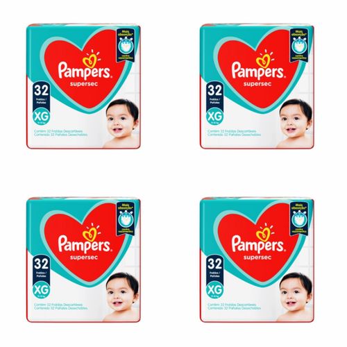 Kit 4 Fraldas Pampers Ss Xg 32 Unidades cada Kit 4 Fraldas Pampers Ss Xg 32 Unidades cada