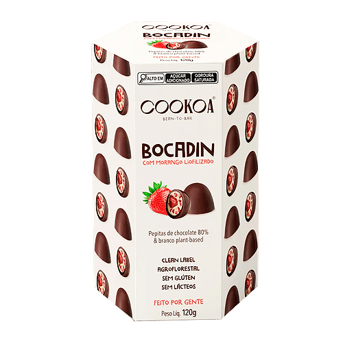 Pepitas de Chocolate Bocadin com Morango Cookoa 120g Pepitas de Chocolate Bocadin com Morango Cookoa 120g