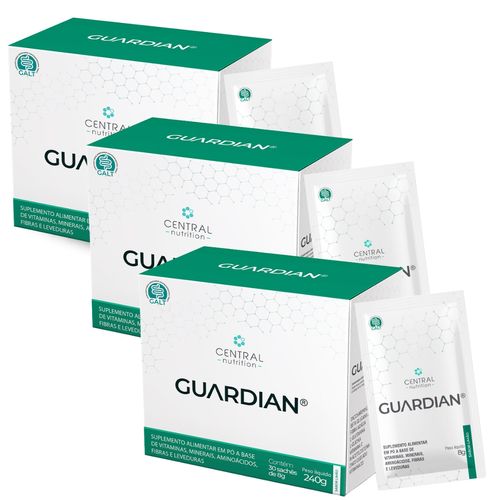 Kit 3 Guardian Aminoácidos Probióticos 30 Sachês Central Nutrition Limão