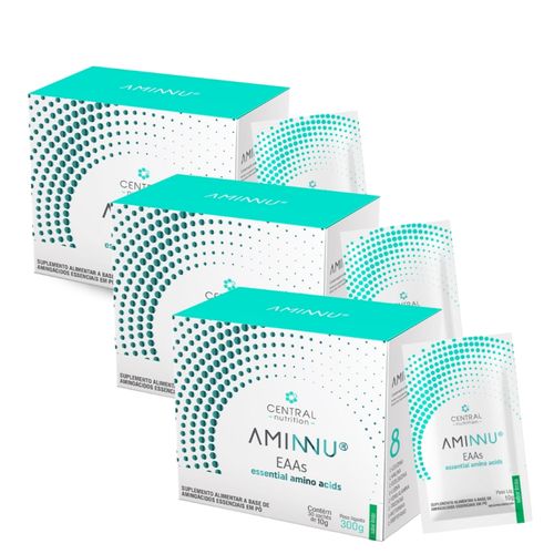 Kit 3 Aminnu EAAs Aminoácidos 30 Sachês 10g Central Nutrition Limão Kit 3 Aminnu EAAs Aminoácidos 30 Sachês 10g Central Nutrition Limão