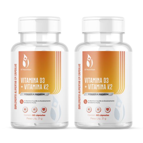 Kit 2 Vitamina D3 + Vitamina K2 ST Nutrition 60 Caps Kit 2 Vitamina D3 + Vitamina K2 ST Nutrition 60 Caps