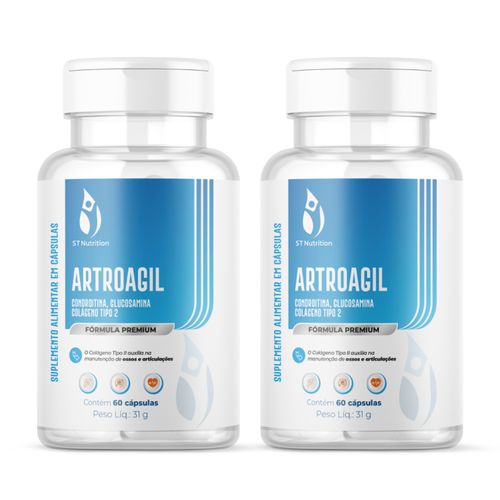 Kit 2 ArtroAgil ST Nutrition 60Caps Condro Glucosamina Colágeno II