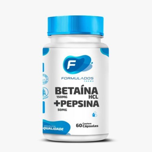 Cloridrato De Betaína hcl 150 mg + Pepsina 50 mg 60 Cápsulas Cloridrato De Betaína hcl 150 mg + Pepsina 50 mg 60 Cápsulas