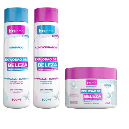 Kit Shampoo + Condicionador + Máscara de Tratamento Explosão de Beleza