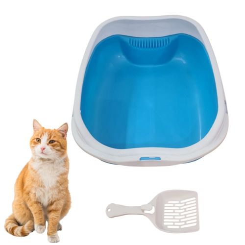 Caixa de Areia Banheiro Higiênica Bandeja Para Pets Gatos com Borda + 1 Pá Coletora Tamanho Grande Azul Caixa de Areia Banheiro Higiênica Bandeja Para Pets Gatos com Borda + 1 Pá Coletora Tamanho Grande Azul