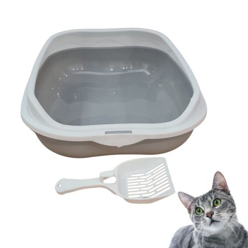 Caixa de Areia Banheiro Higiênica Bandeja Para Pets Gatos com Borda + 1 Pá Coletora Cinza Caixa de Areia Banheiro Higiênica Bandeja Para Pets Gatos com Borda + 1 Pá Coletora Cinza