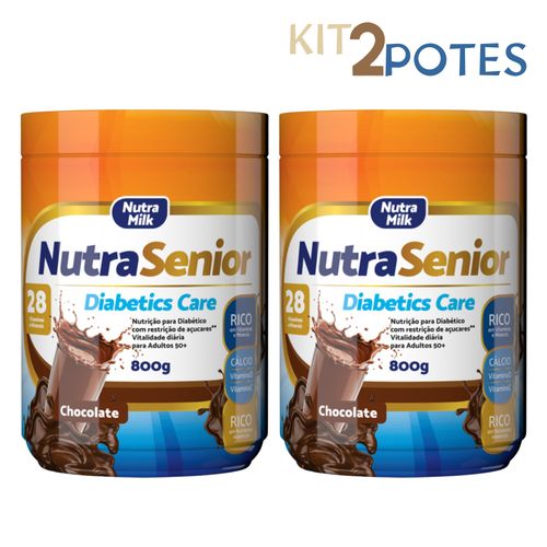Kit 2 Complemento Nutricional 800g ZERO AÇÚCAR e ZERO GLÚTEN Nutra Senior Diabetics Care Chocolate Kit 2 Complemento Nutricional 800g ZERO AÇÚCAR e ZERO GLÚTEN Nutra Senior Diabetics Care Chocolate
