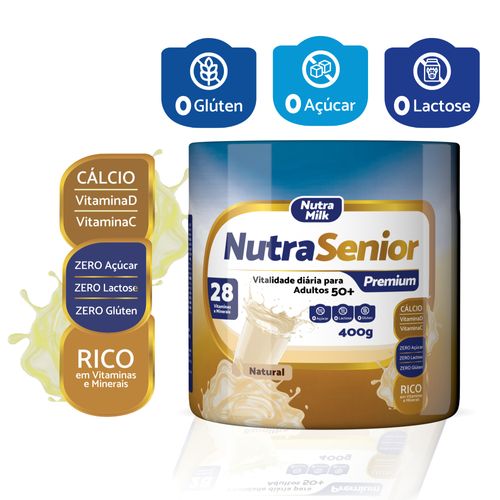 Nutra Senior Adulto 50+ Premium - Zero Lactose, Zero Açúcar, Suplemento Alimentar Completo Natural 400g Nutra Senior Adulto 50+ Premium - Zero Lactose, Zero Açúcar, Suplemento Alimentar Completo Natural 400g