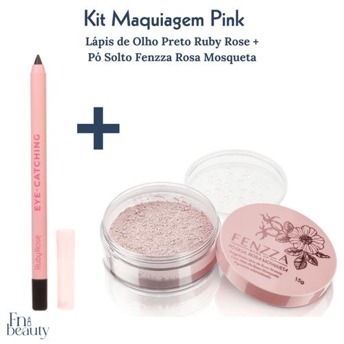 Kit de Maquiagem Pó translúcido Rosa Mosqueta da Fenzza + Lápis de olho Preto Catching Eyes Ruby Rose Kit de Maquiagem Pó translúcido Rosa Mosqueta da Fenzza + Lápis de olho Preto Catching Eyes Ruby Rose