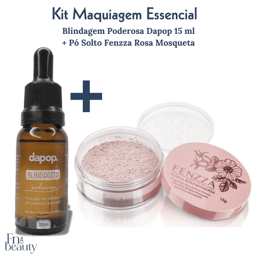 Kit de Maquiagem Blindagem Poderosa da Dapop 15 ml + Pó Solto de Rosa Mosqueta Fenzza Kit de Maquiagem Blindagem Poderosa da Dapop 15 ml + Pó Solto de Rosa Mosqueta Fenzza