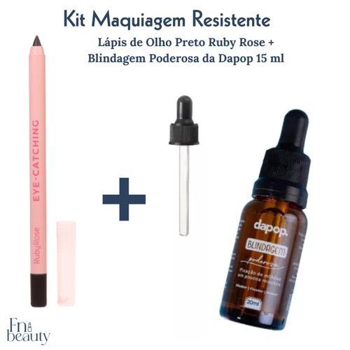 Kit de Maquiagem Blindagem da Dapop 15 ml + Lápis de Olho Preto Ruby Rose Kit de Maquiagem Blindagem da Dapop 15 ml + Lápis de Olho Preto Ruby Rose