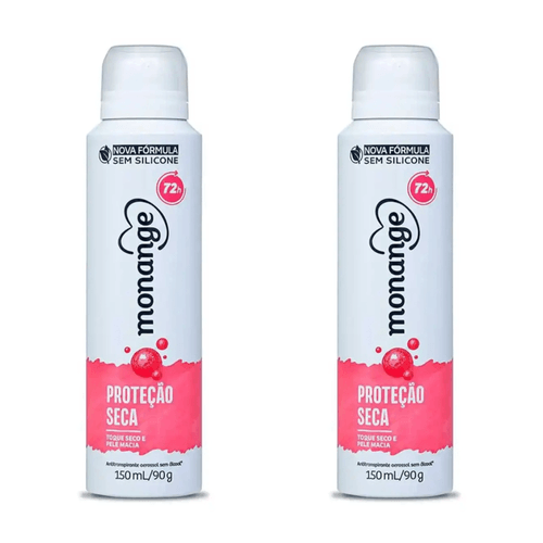 Kit c/2 Unidades de Desodorante Aero Monange 90g Proteção Seca Kit c/2 Unidades de Desodorante Aero Monange 90g Proteção Seca