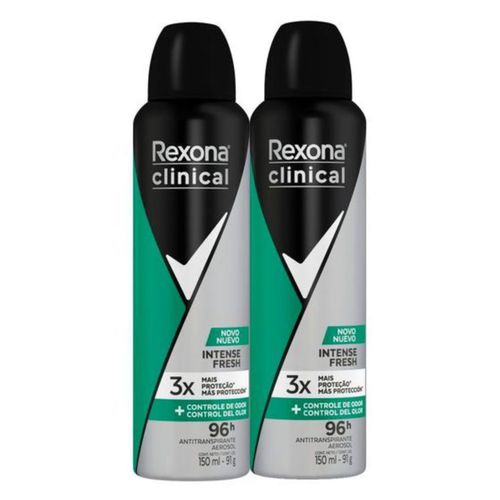 Kit c/2 Unidades de Desodorante Rexona Clinical Men Aerosol Intense Fresh 150ml Kit c/2 Unidades de Desodorante Rexona Clinical Men Aerosol Intense Fresh 150ml
