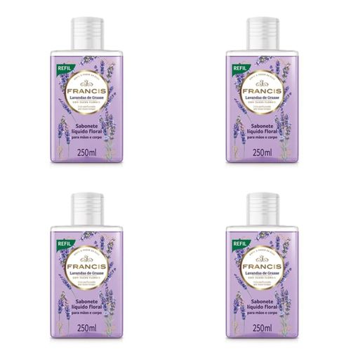 Kit c/4 Sabonetes Liquido Francis Refil 250ml Lilás