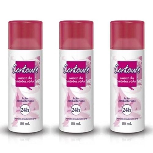 Kit c/3 Unidades de Desodorante Spray Contoure 80ml Amor Vida