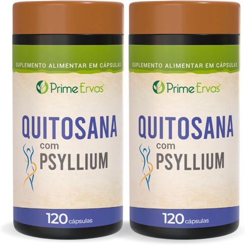 KIT 2 QUITOSANA COM PSYLLIUM 500MG 120CPS PRIME ERVAS
