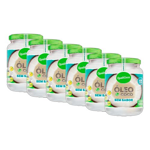 Kit 6X: Óleo de Coco Sem Sabor Qualicoco 500ml Kit 6X: Óleo de Coco Sem Sabor Qualicoco 500ml