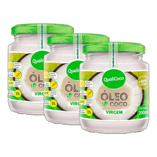 Kit 3X: Óleo de Coco Virgem Qualicoco 200ml Kit 3X: Óleo de Coco Virgem Qualicoco 200ml