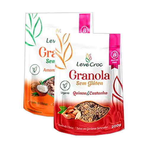 Kit 2 Granolas Sem Glúten Leve Croc: Amaranto e Coco, Quinoa e Castanha Kit 2 Granolas Sem Glúten Leve Croc: Amaranto e Coco, Quinoa e Castanha