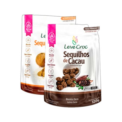 Kit 2 Sequilhos Sem Glúten Leve Croc: Coco, Cacau