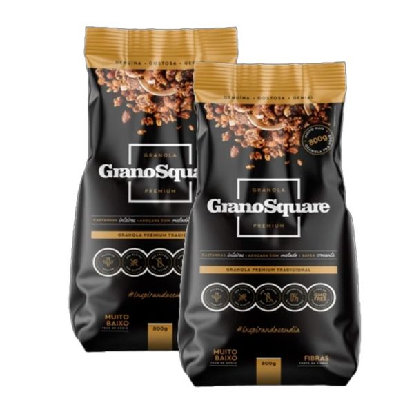 Kit 2X: Granola Premium Tradicional Sem Glúten GranoSquare 800g