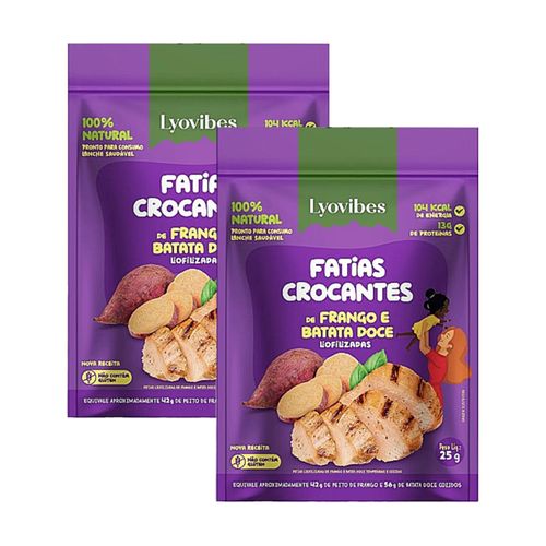 Kit 2X: Snack de Frango com Batata Doce Liofilizado Lyovibes 25g Kit 2X: Snack de Frango com Batata Doce Liofilizado Lyovibes 25g