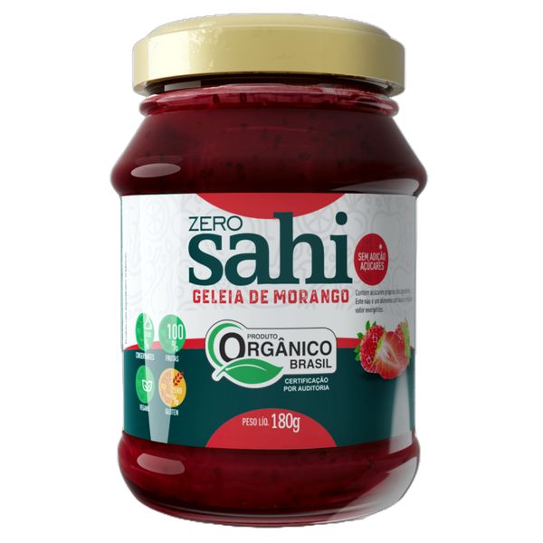 Geleia de Morango Orgânica Zero Açúcar Sahi 180g