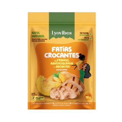 Snack de Frango, Mandioquinha e Abóbora Liofilizado Lyovibes 25g Snack de Frango, Mandioquinha e Abóbora Liofilizado Lyovibes 25g