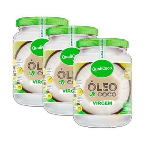 Kit 3X: Óleo de Coco Virgem Qualicoco 500ml Kit 3X: Óleo de Coco Virgem Qualicoco 500ml