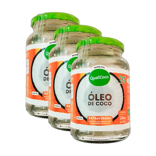 Kit 3X: Óleo de Coco Extravirgem Qualicoco 500ml Kit 3X: Óleo de Coco Extravirgem Qualicoco 500ml