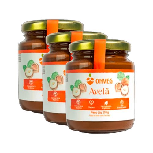 Kit 3X: Pasta de Avelã com Chocolate Onveg 210g Kit 3X: Pasta de Avelã com Chocolate Onveg 210g