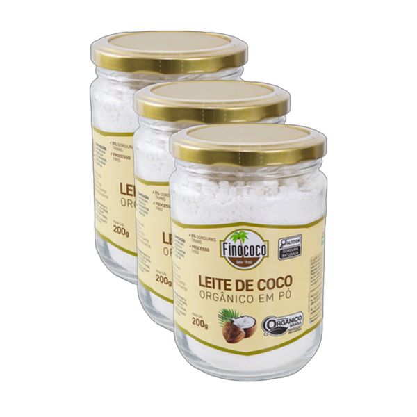 Kit 3X: Leite de Coco em Pó Orgânico Finococo 200g