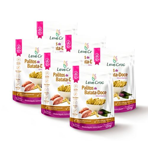 Kit 6X: Biscoito Palito Batata Doce Sem Glúten Leve Croc 120g