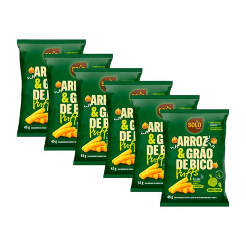 Kit 6X: Snack Puffs Arroz e Grão de Bico Cebola e Salsa Solo Snacks 45g Kit 6X: Snack Puffs Arroz e Grão de Bico Cebola e Salsa Solo Snacks 45g