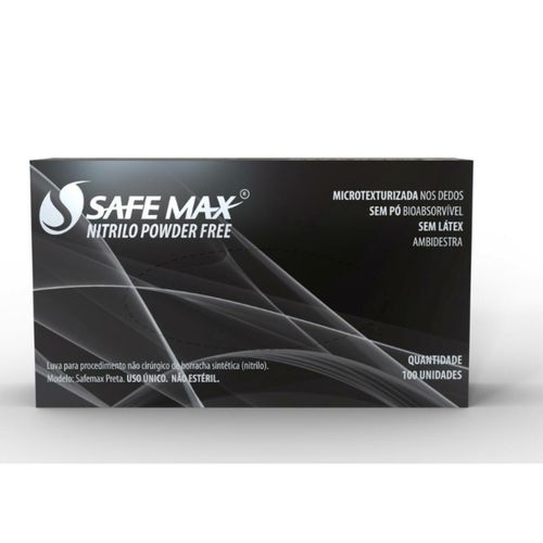 Luva para Procedimento Nitrílica Safemax Preta - Supermax G