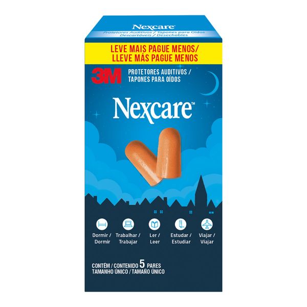 Protetor Auditivo Moldável Nexcare Tamanho Único 5 Pares