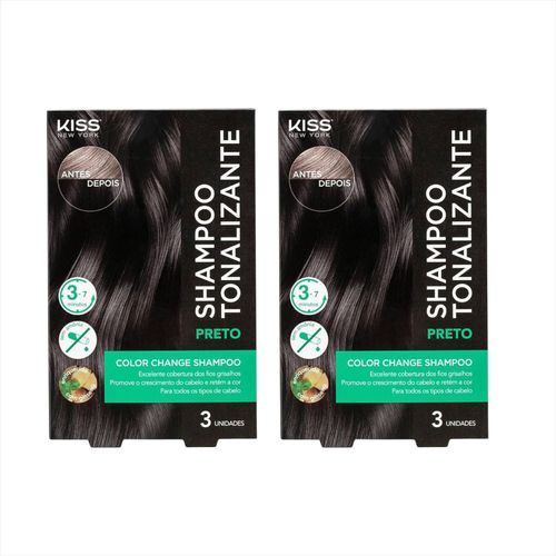 Kit Kiss NY Shampoo Tonalizante Preto Com 2 Un Kit Kiss NY Shampoo Tonalizante Preto Com 2 Un