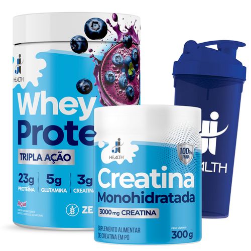 COMBO Whey Protein + Creatina Pura J I Health - Ganhe 1 Coqueteleira -Melhor Custo-benefício Açaí COMBO Whey Protein + Creatina Pura J I Health - Ganhe 1 Coqueteleira -Melhor Custo-benefício Açaí