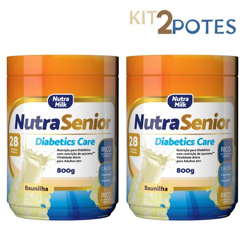 Kit 2 Nutra Senior 50+ Diabetics Care 800g Complemento Alimentar ZERO AÇÚCAR Baunilha Kit 2 Nutra Senior 50+ Diabetics Care 800g Complemento Alimentar ZERO AÇÚCAR Baunilha