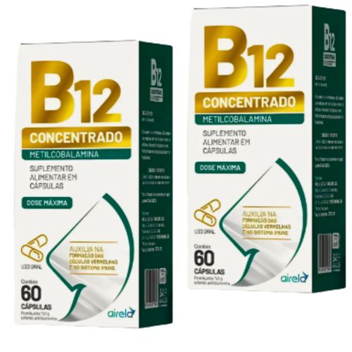 Complexo B12 concentrado metilcobalamina dose máxima 60cp Kit 2