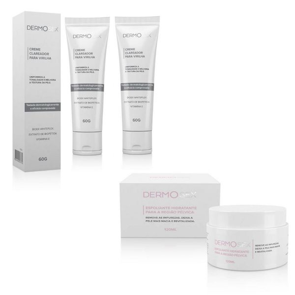 Clareamento Intimo Virilha 2 Clareadores E 1 Esfoliante Kit