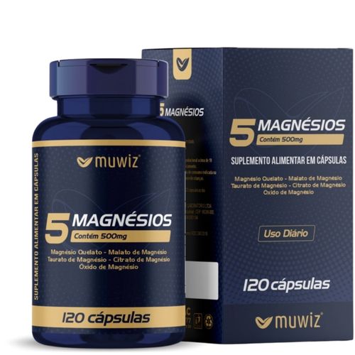 5 Magnésios 120 cápsulas 500mg Muwiz 5 Magnésios 120 cápsulas 500mg Muwiz