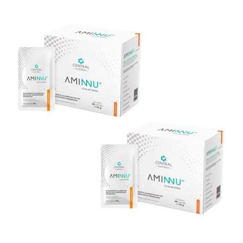 2x Aminnu Sem Xilitol-30 Sachês- Central Nutrition-Tangerina Tangerina