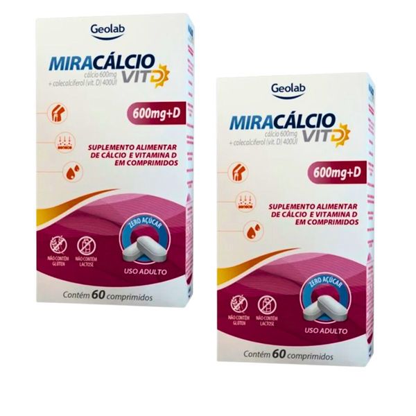 Calcio 600 com vitamina D Miracalcio D composicao idoso Kit 2 Calcio 600 com vitamina D Miracalcio D composicao idoso Kit 3 Kit 2