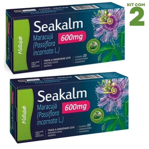 Seakalm 600 Maracujá Ansiedade 20cps Suplemento Natural Kit 2 Seakalm 600 Maracujá Ansiedade 20cps Suplemento Natural Kit 2
