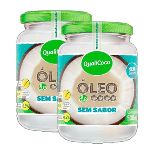 Kit 2X: Óleo de Coco Sem Sabor Qualicoco 500ml Kit 2X: Óleo de Coco Sem Sabor Qualicoco 500ml