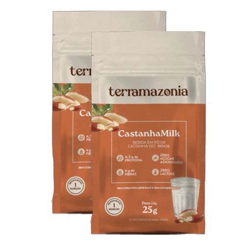 Kit 2X: Bebida Vegetal de Castanha do Pará em Pó Castanha Milk Sachê Terramazônia 25g Kit 2X: Bebida Vegetal de Castanha do Pará em Pó Castanha Milk Sachê Terramazônia 25g