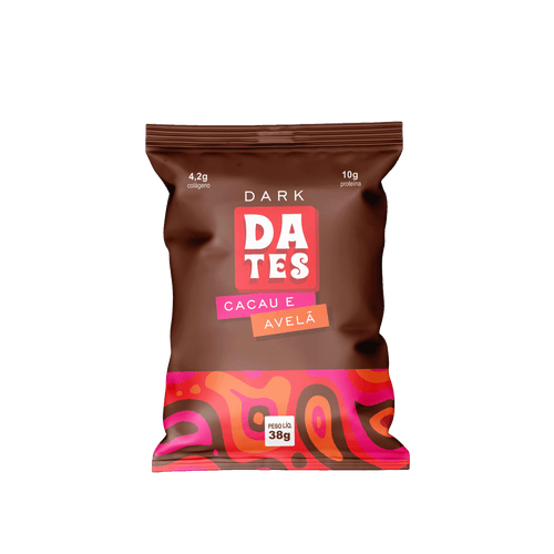 Barra de Proteína Dark Cacau e Avelã Sem Açúcar Let's Dates 38g Barra de Proteína Dark Cacau e Avelã Sem Açúcar Let's Dates 38g